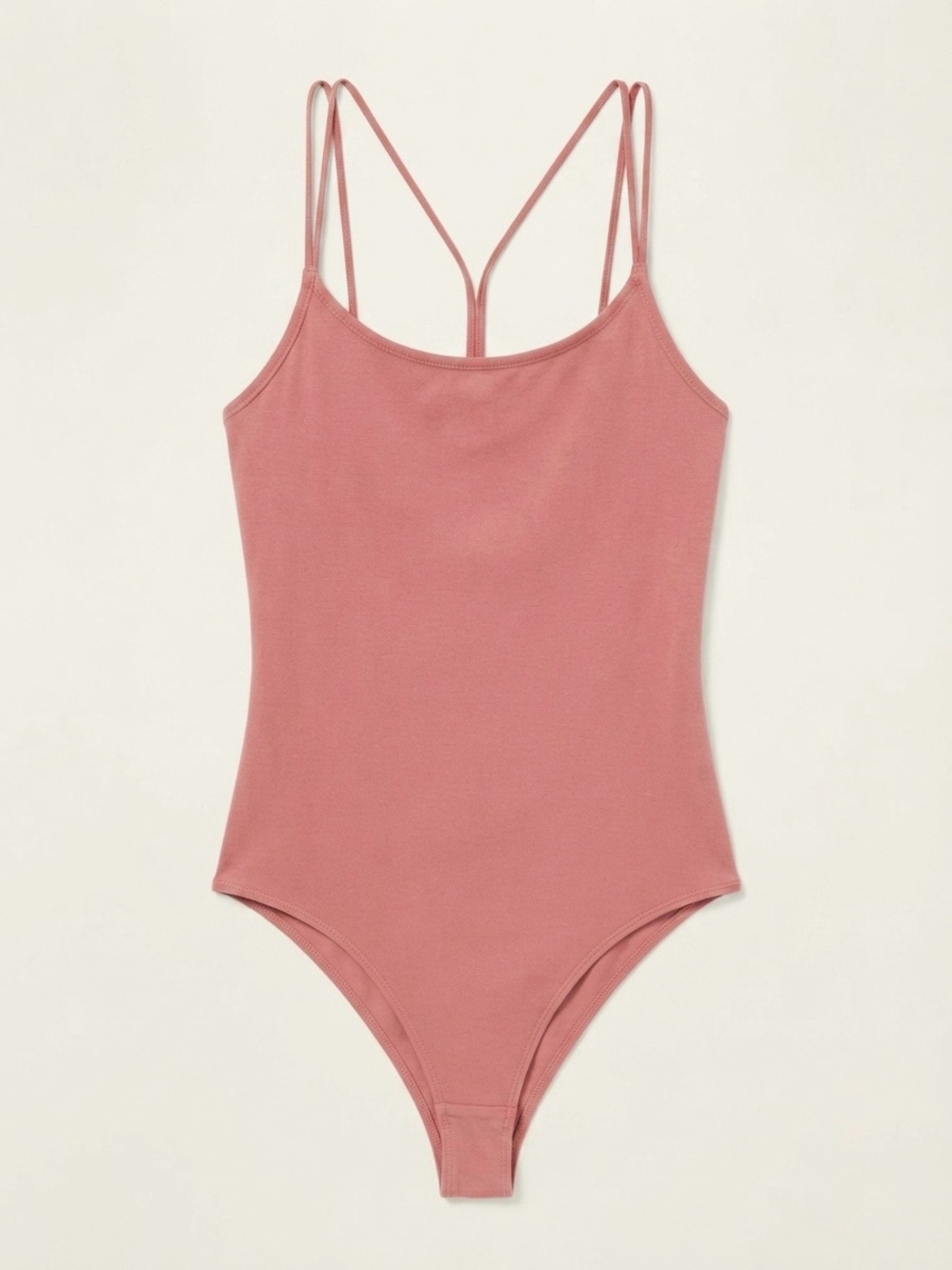 Abercrombie & Fitch Strappy Back One-Piece Bodysuit in Dusty Rose